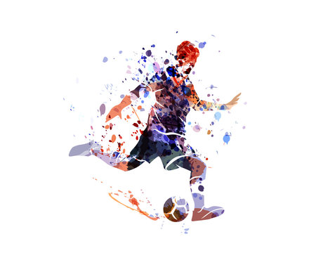 Watercolor silhouette soccer