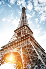 Eiffel tower in Paris on blue sky background