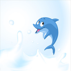 Obraz premium Dolphin jump in milk sea - vector illustration