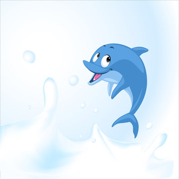 Dolphin jump in milk sea - vector illustration