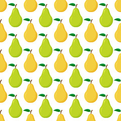 Seamless pattern from ripe green and yellow pears