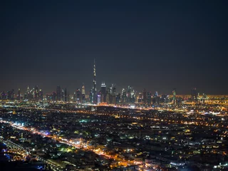 Fotobehang Dubai city at night with lights © smoxx