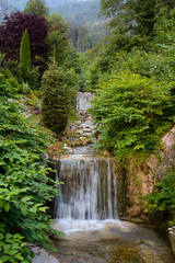 Alpine creek, cascade of small waterfalls