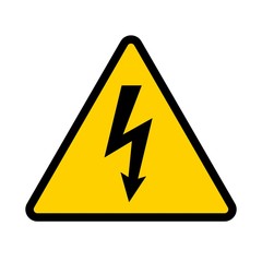 High voltage contamination symbol. Yellow triangular warning sign. Caution, risk of electric shock. Vector illustration.