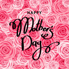 Happy mother's day greeting card with pink flowers.