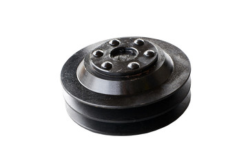 Alternator pulley of the truck on an isolated white background