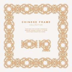 Traditional Chinese Golden Frame Tracery Design Decoration Elements