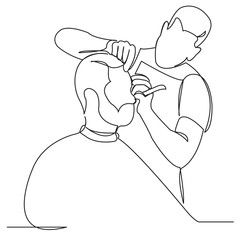 the man is shorn in barbershop