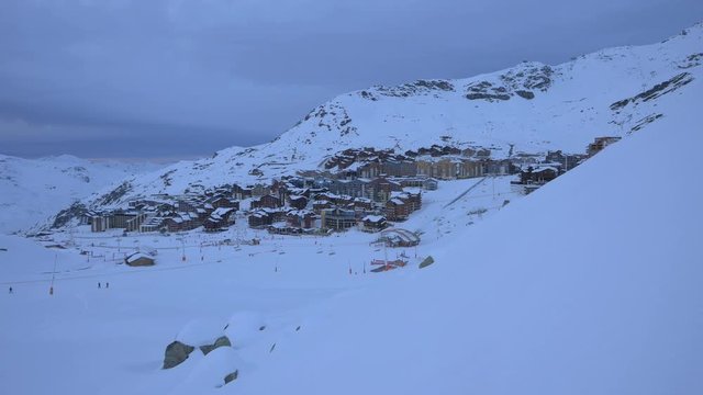 Val Thorens ski resort in the evening