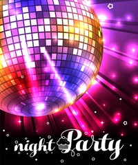 Sparkling disco ball. Night party