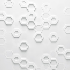 abstract paper hexagon 3d-render background.