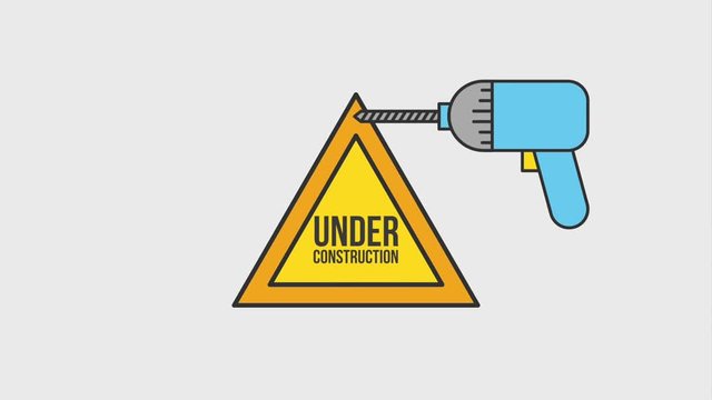 under construction website drill and sign board animation hd