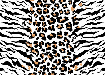 leopard tiger jaguar texture abstract background orange black. Vector jungle. Bengal cat strip