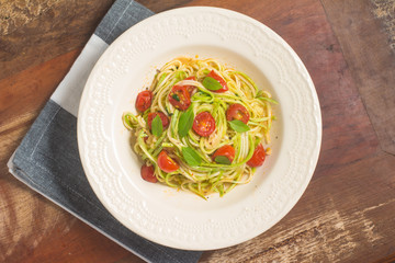 Zucchini Spaghetti with cherry tomatoes