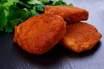 pieces of baked meat