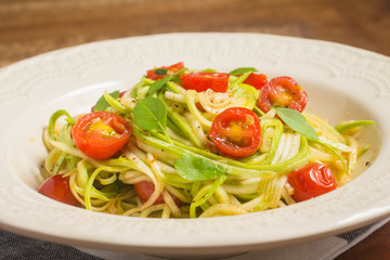 Zucchini Spaghetti with cherry tomatoes