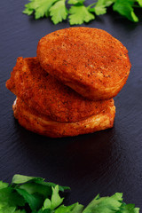 pieces of baked meat