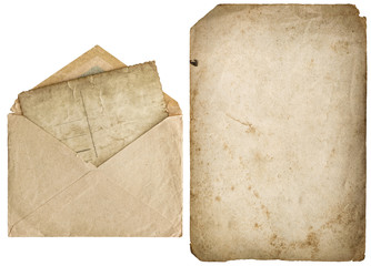 Old paper page vintage envelope white background
