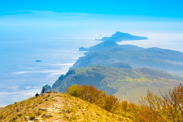 Landscape of Sorrento's peninsula from mount San Michele Molare, Italy
