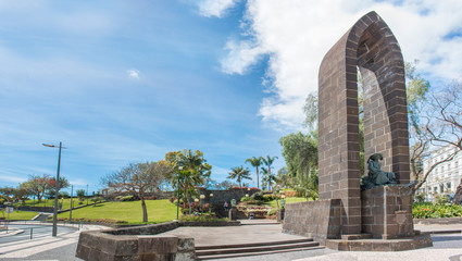 Monumento à Heinrich o marinheiro (Heinrich der Seefahrer) Monument de Parque de Santa Catarina (Santa Catarina Park) Funchal Madeira island Portugal