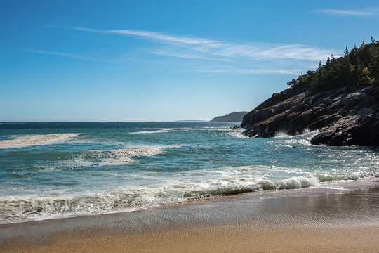 Acadia National Park Beach And Ocean In Maine.