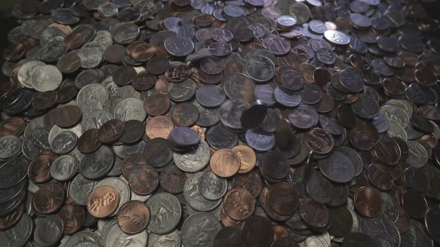 Coins Falling in Pile in Normal Speed