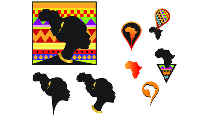 Rosto de mulher africana , pins e estampa. © Sonia