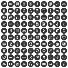 100 programmer icons set black circle