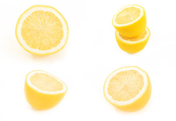 Fototapeta premium Set of fresh yellow lemon on white background