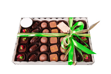 A box of sweets tied with ribbon