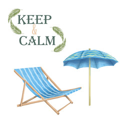 Deckchair, sun umbrella