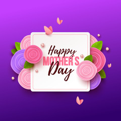 Happy Mothers Day background with flowers. Vector illustration.