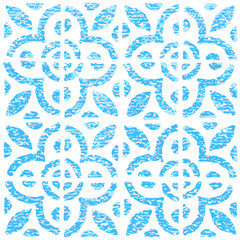 Seamless pattern with dutch ornaments in delft kitchen tiles style