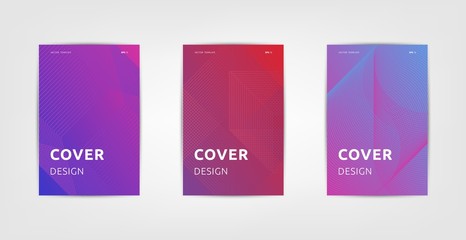 Naklejka na ściany i meble Abstract covers design, gradients vector set.Brochure template layout, cover design annual report, magazine, flyer in A4 with figures and lines triangles, square, circles, flower, polygons for science