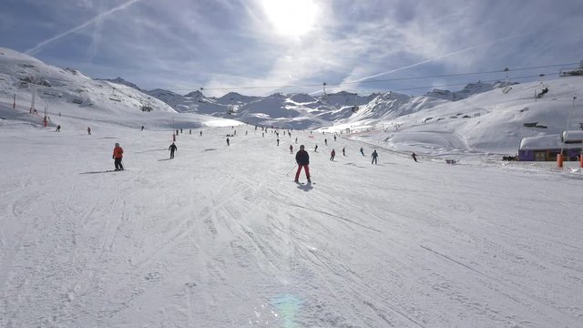 People skiing at a ski resort 