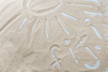 Fiji handwritten in sand for natural, symbol,tourism or conceptual designs.