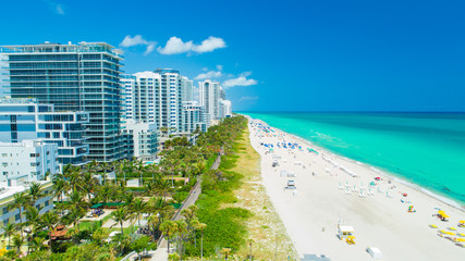 Naklejka premium Widok z lotu ptaka z South Beach, Miami Beach na Florydzie. USA