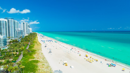 Aerial view of South Beach, Miami Beach, Florida. USA - obrazy, fototapety, plakaty