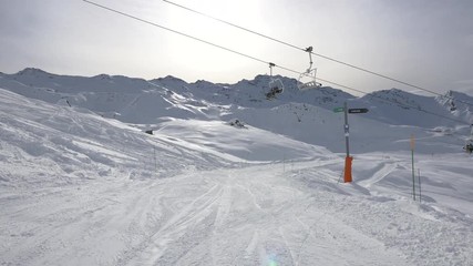 Ski slope in the mountains 