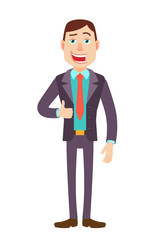 Businessman showing thumb up