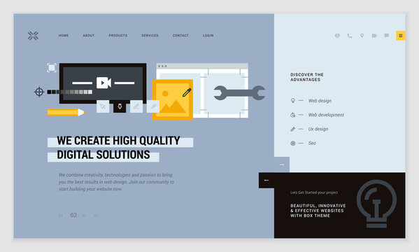 Creative website template design. Vector illustration concept of web page design for website and mobile website development. Easy to edit and customize.
