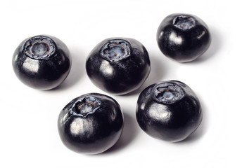 Tasty fresh blueberries or blueberry isolated on white background close up macro. Macro fruit ecology health concept.