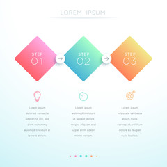 Vector 3d Gradient 3 Step Infographic Template