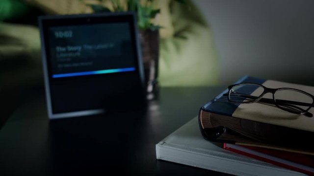 4K Close-Up Of Smart Home Device Showing Recipe