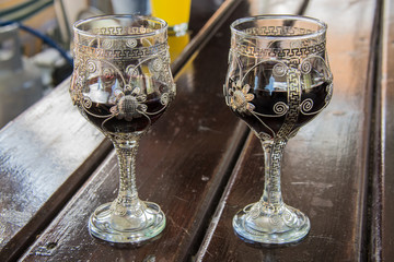 Two glasses with red wine
