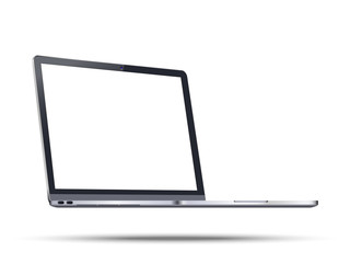 Laptop realistic 3D with blank screen to present your application and web - design. Realistic Laptop. Isolated on a white background.