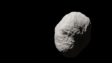 Huge asteroid in space with star background