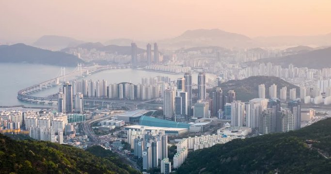Busan, South Korea aerial view timelapse
