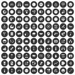 100 social media icons set black circle