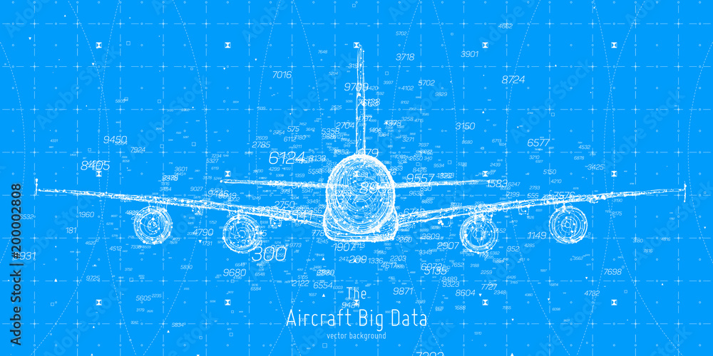 Poster vector abstract plane big data graph visualization. aircraft infographics aesthetic design. visual i